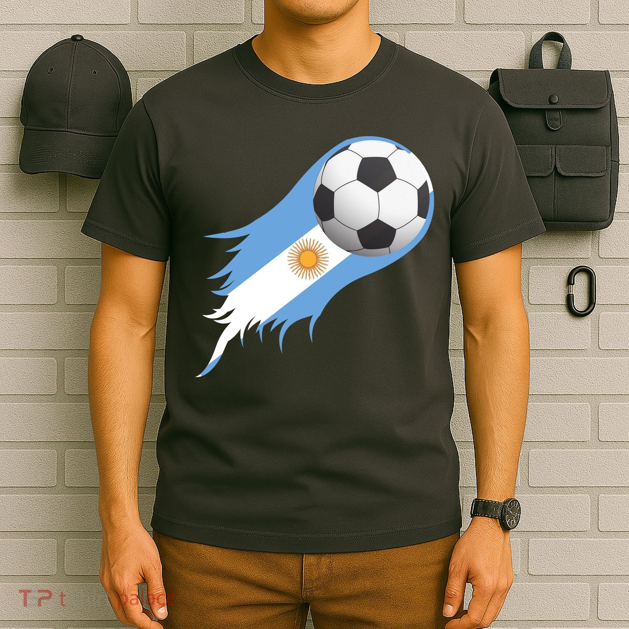 Argentina Team Flag Soccer Ball T-Shirt