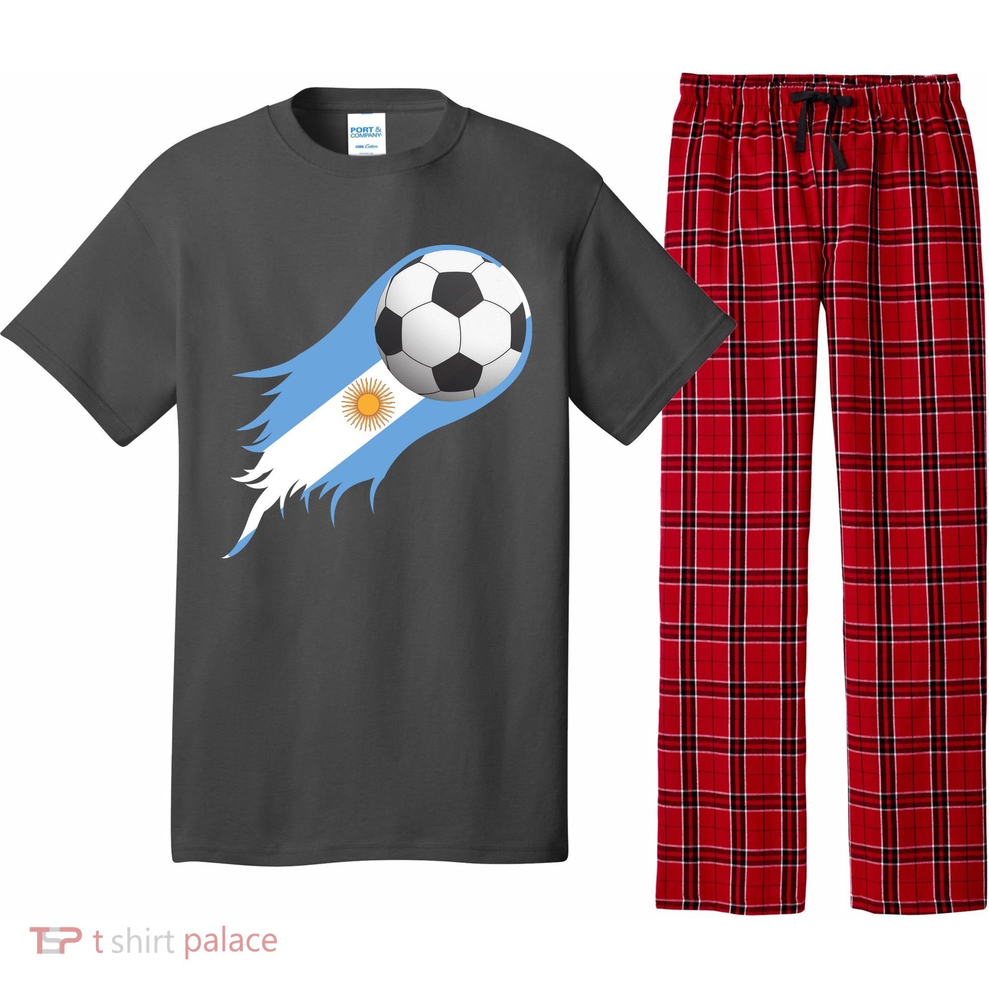 Argentina Team Flag Soccer Ball Pajama Set