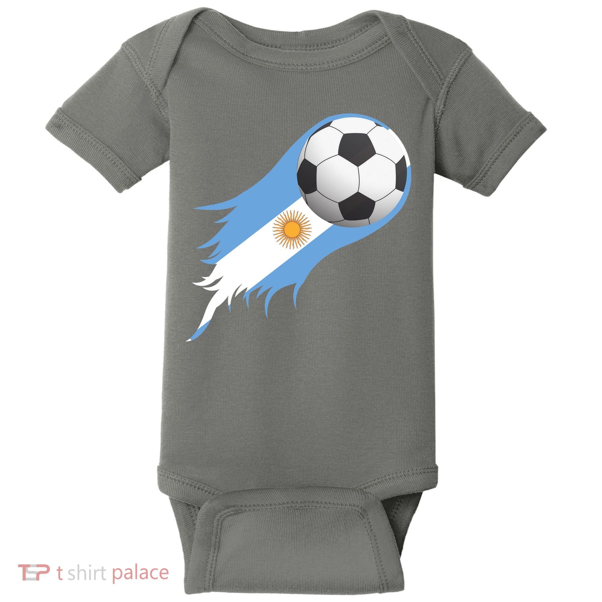 Argentina Team Flag Soccer Ball Baby Bodysuit