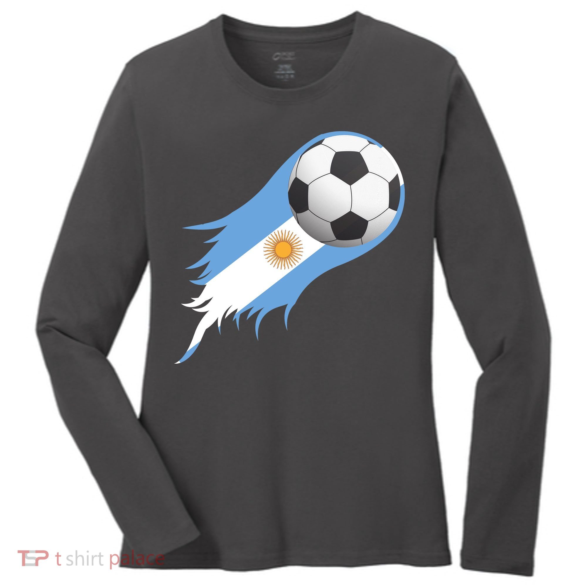 Argentina Team Flag Soccer Ball Women's Long Sleeve Shirt