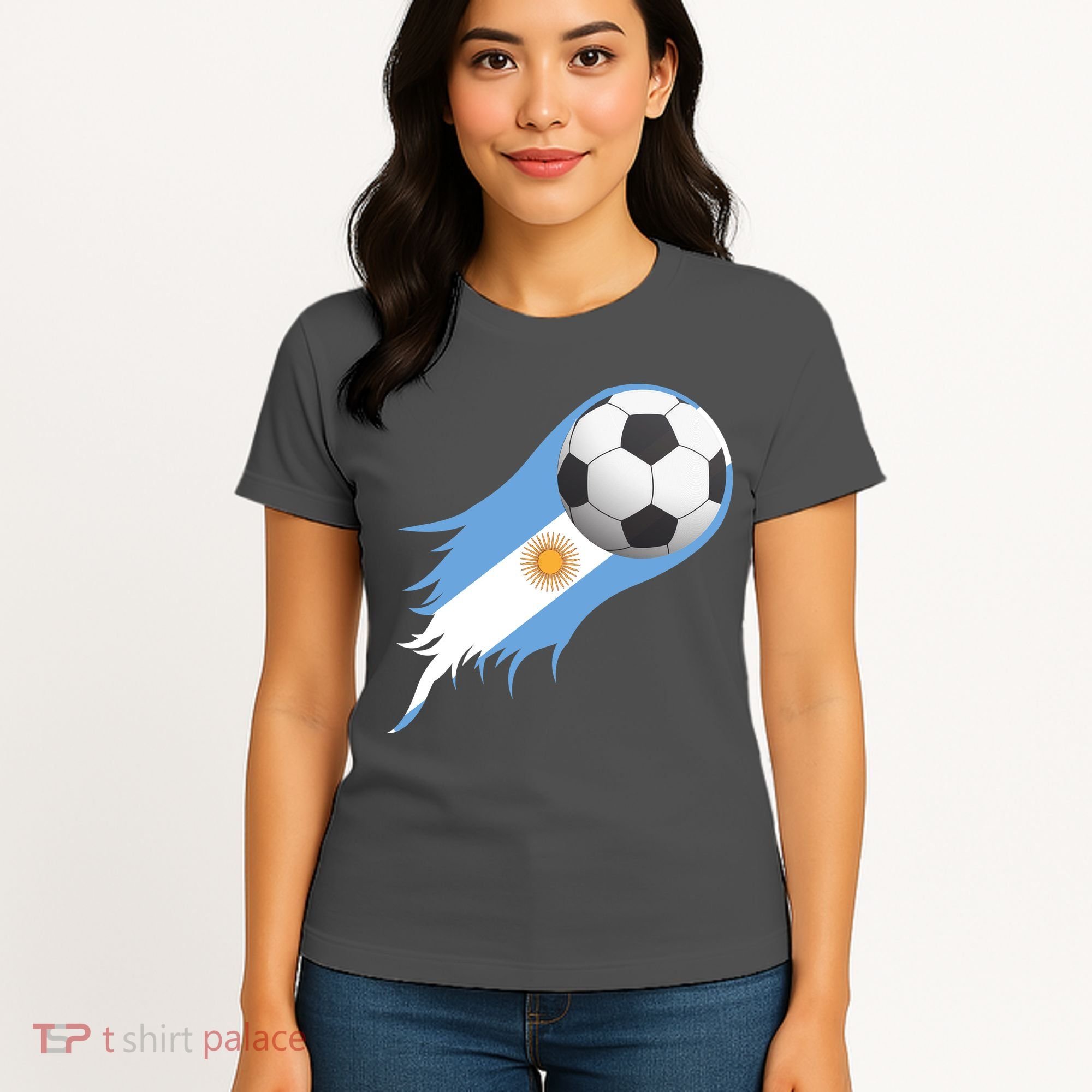 Argentina Team Flag Soccer Ball Women's T-Shirt