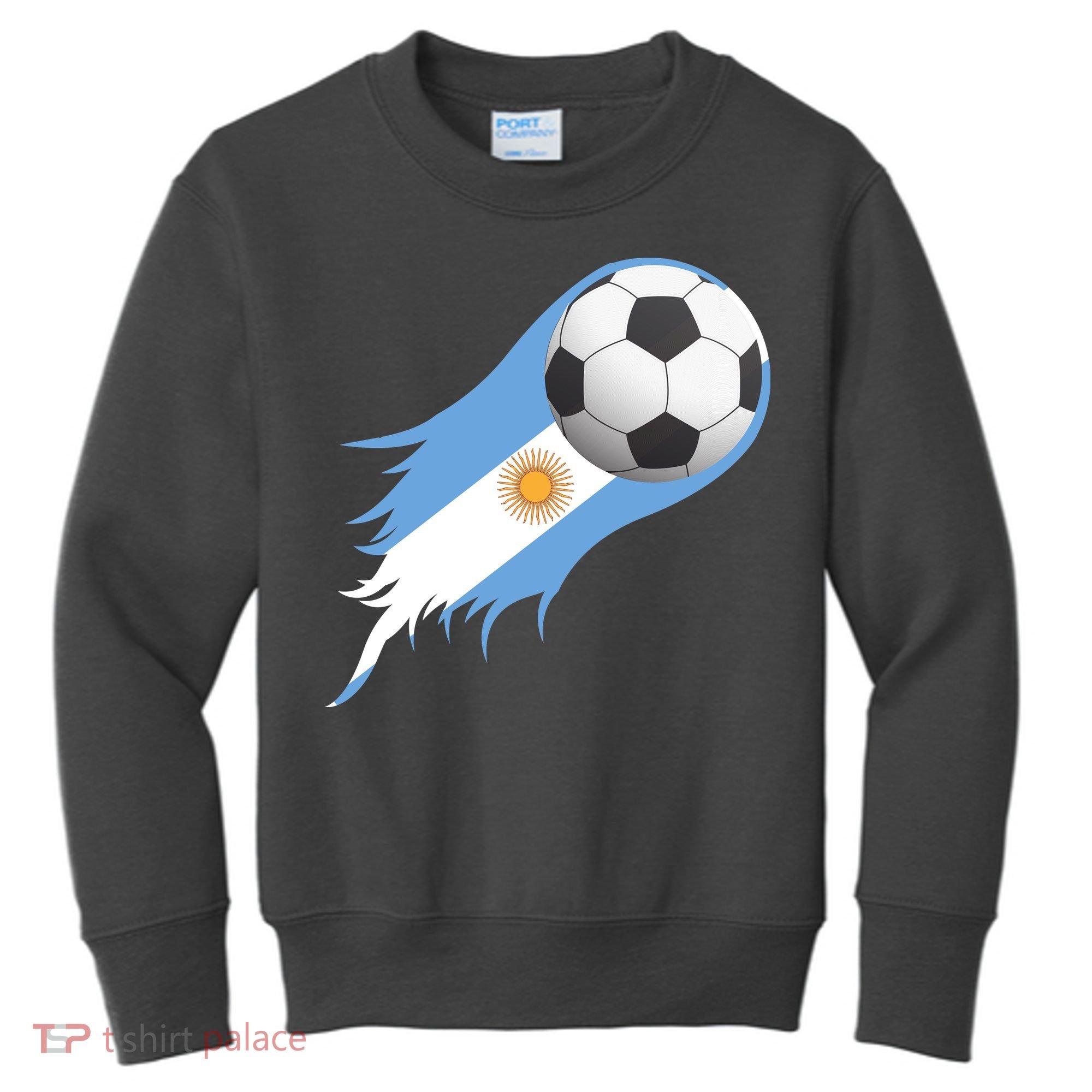 Argentina Team Flag Soccer Ball Kids Sweatshirt