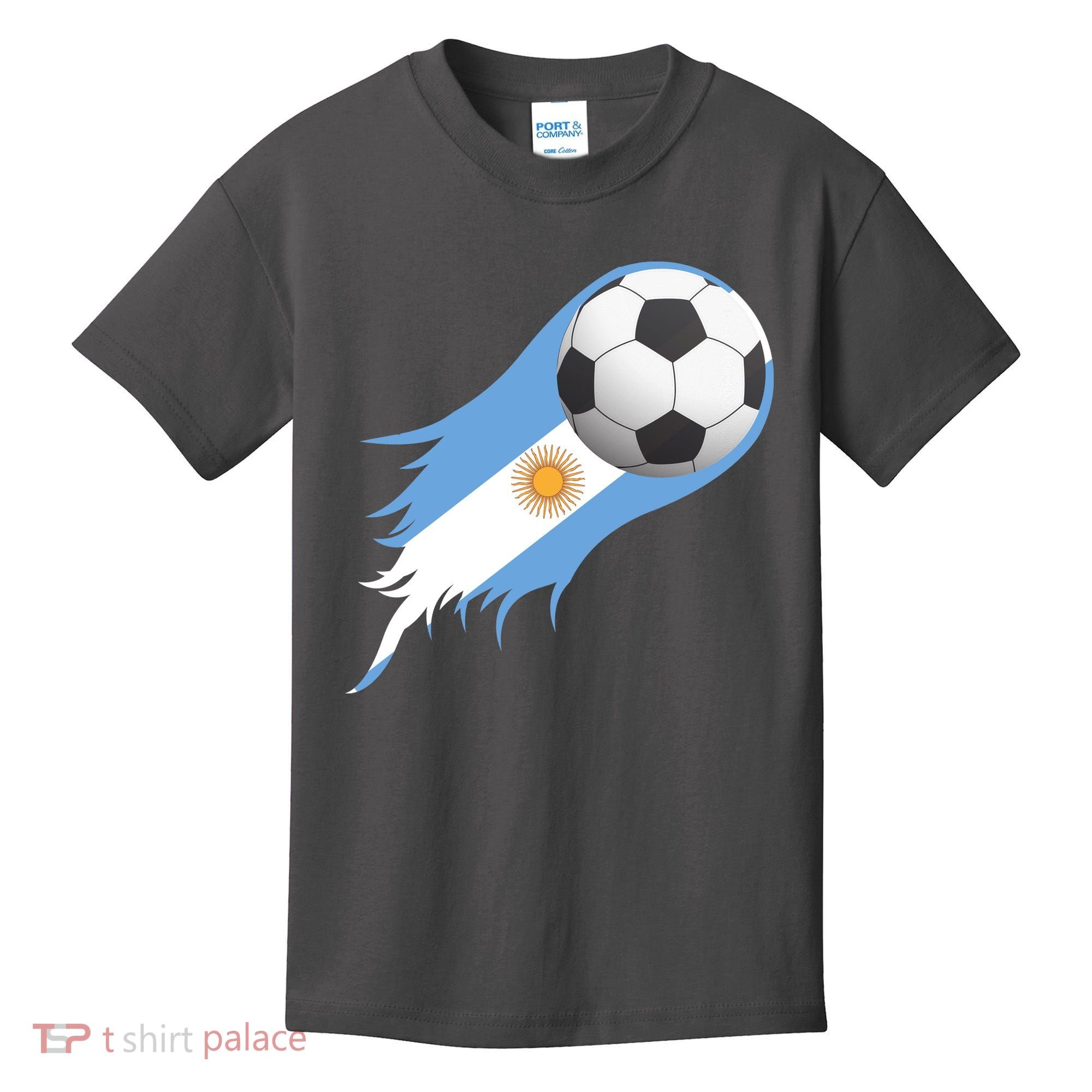 Argentina Team Flag Soccer Ball Kids T-Shirt