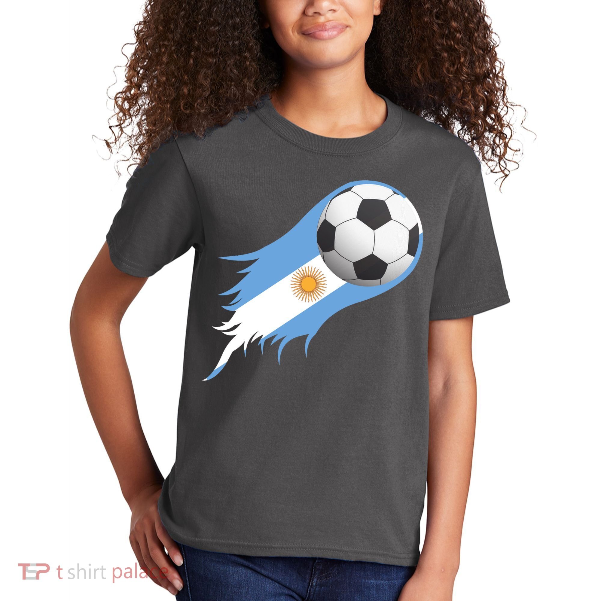 Argentina Team Flag Soccer Ball Kids T-Shirt