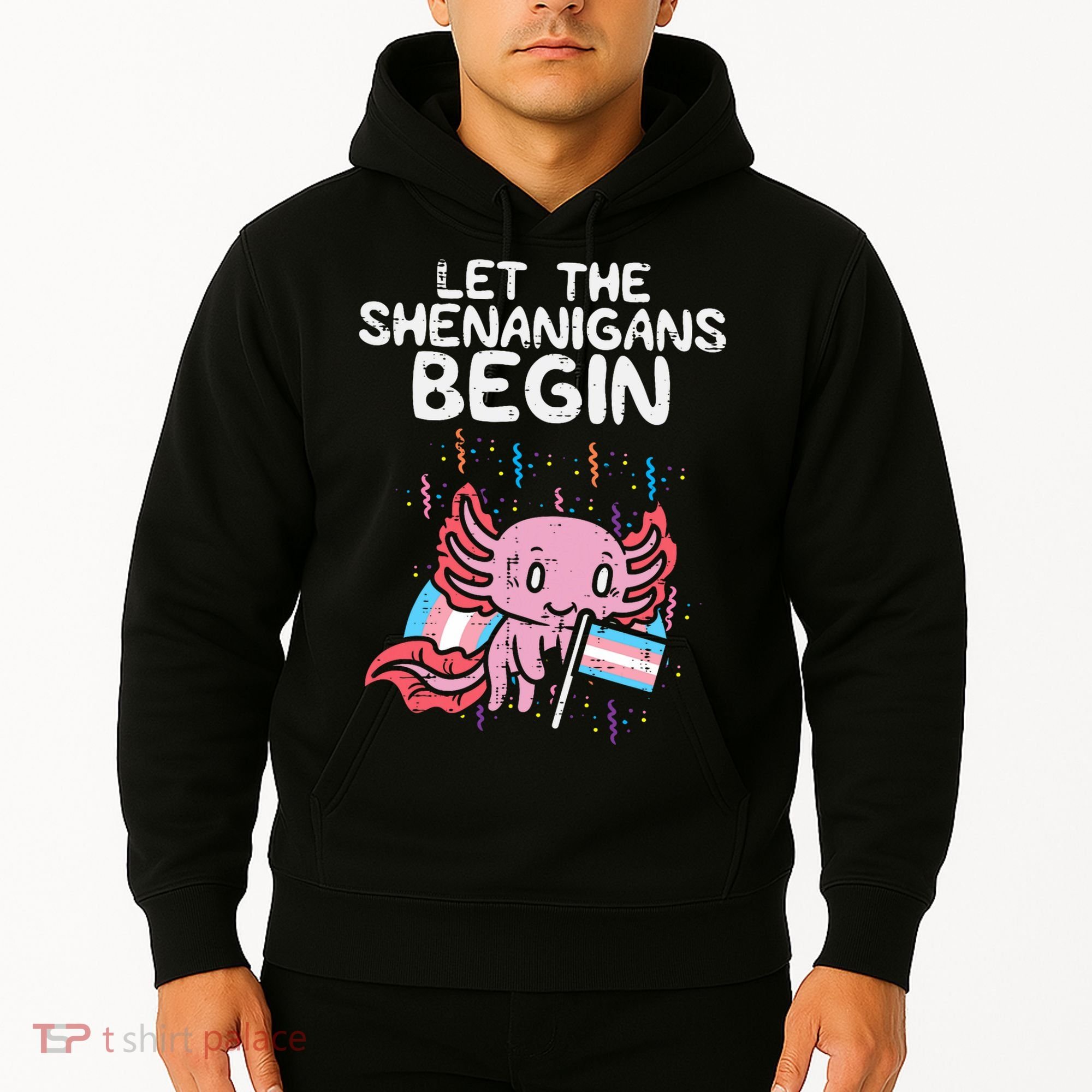 Axolotl Transgende.r Flag Shenanigans Tran.s Transsexual Pride Hoodie