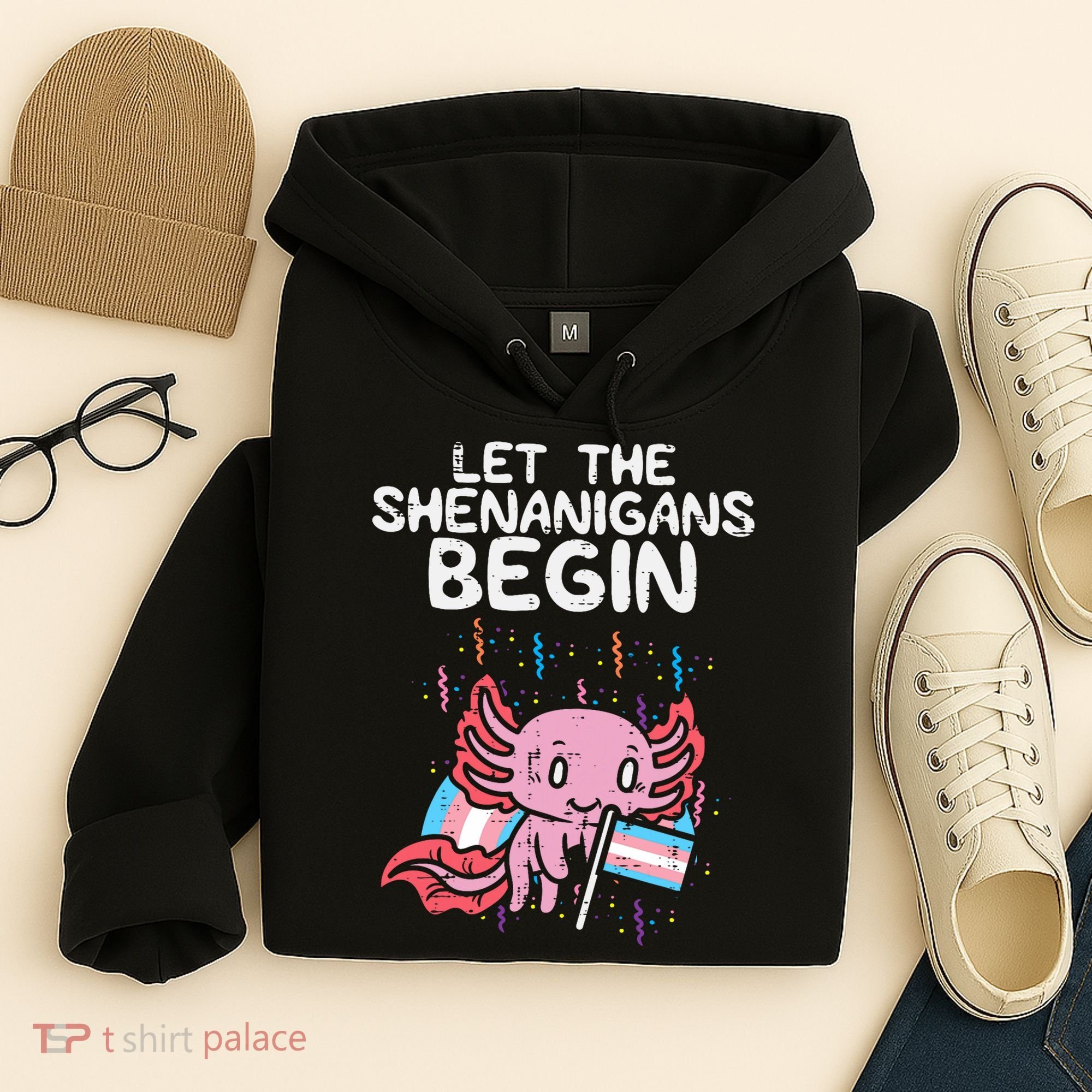 Axolotl Transgende.r Flag Shenanigans Tran.s Transsexual Pride Hoodie