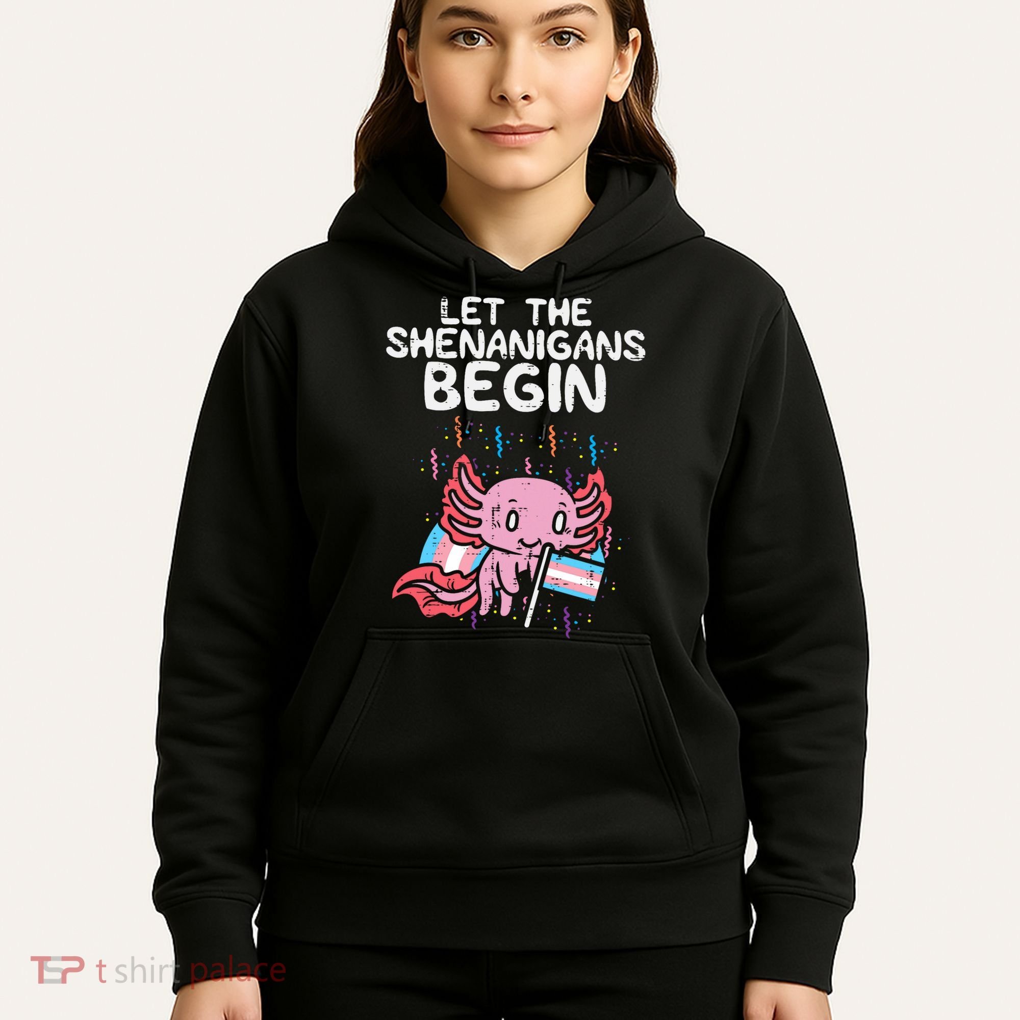 Axolotl Transgende.r Flag Shenanigans Tran.s Transsexual Pride Hoodie