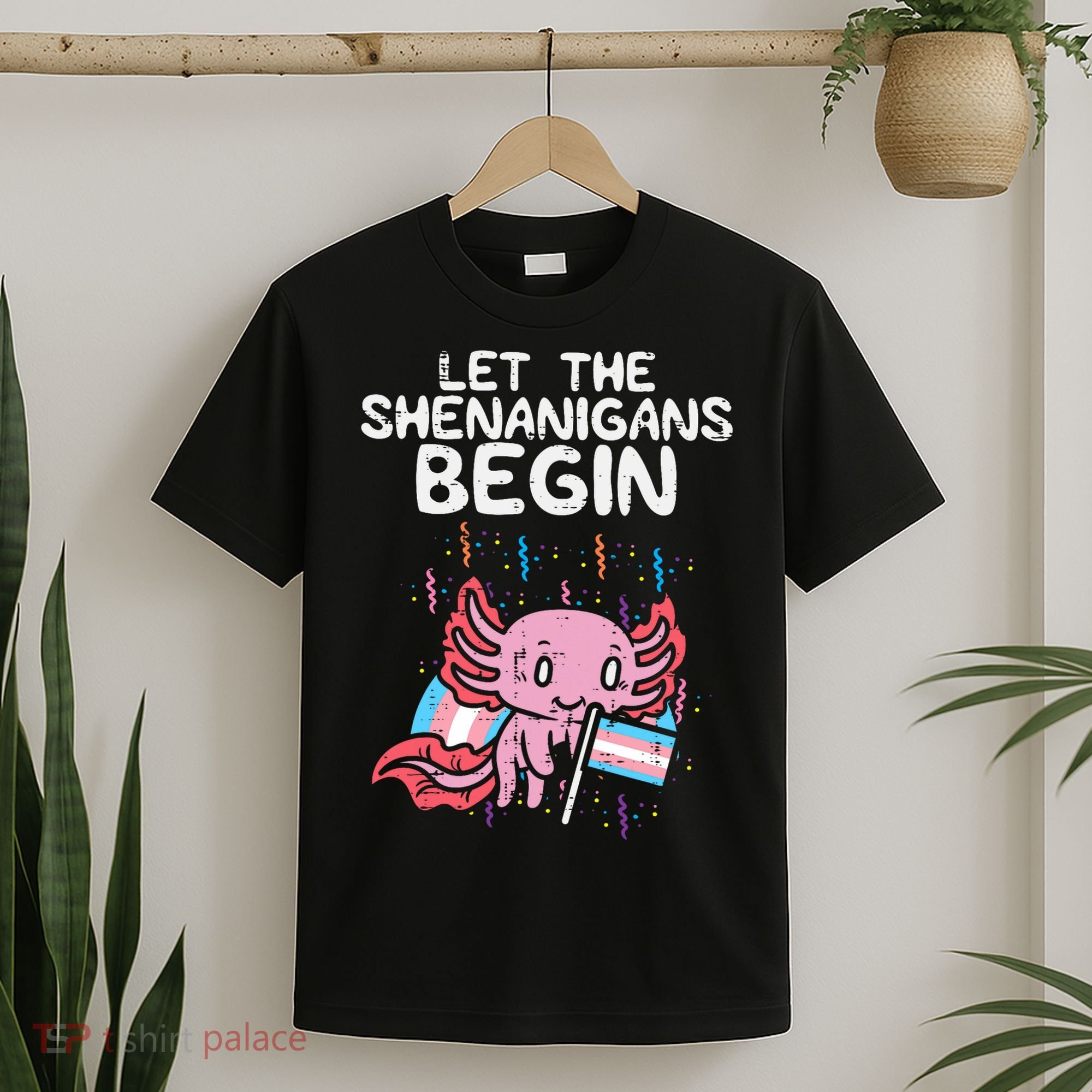 Axolotl Transgende.r Flag Shenanigans Tran.s Transsexual Pride T-Shirt