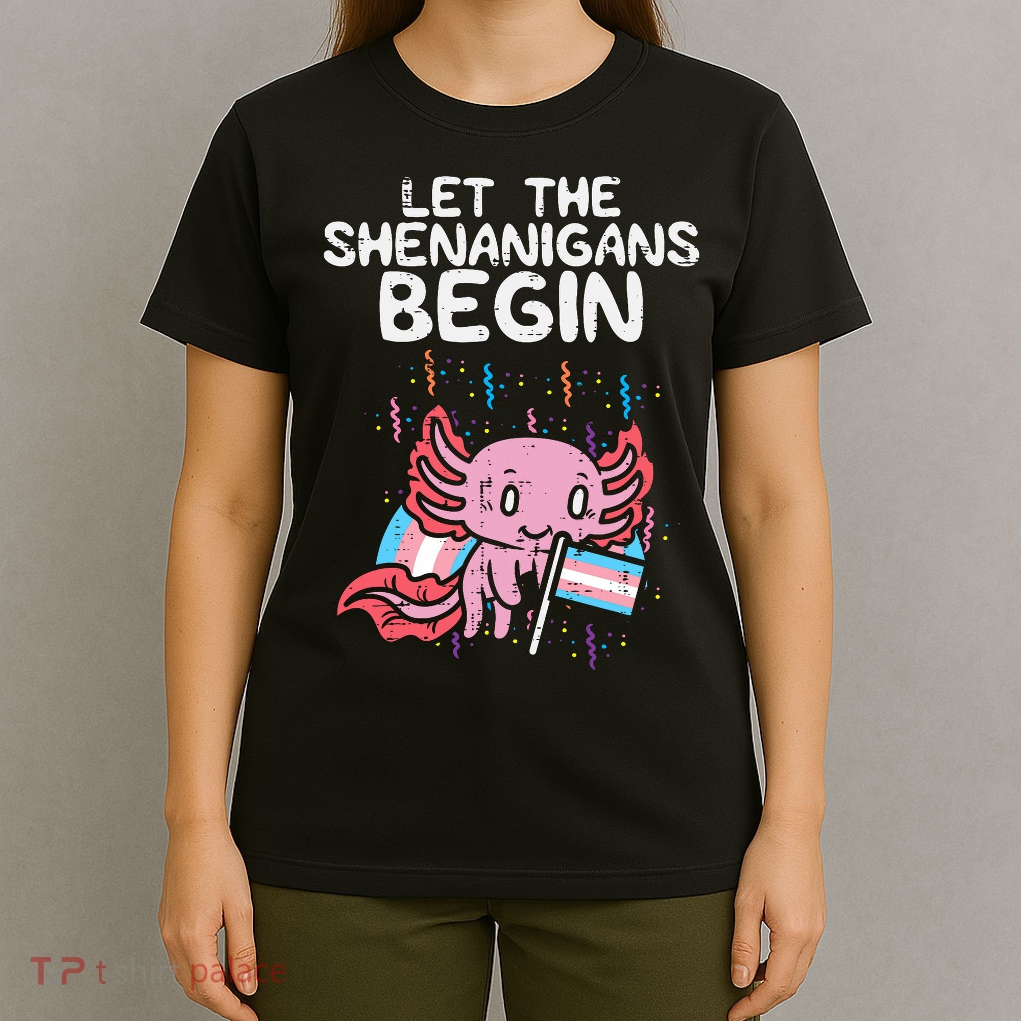 Axolotl Transgende.r Flag Shenanigans Tran.s Transsexual Pride T-Shirt