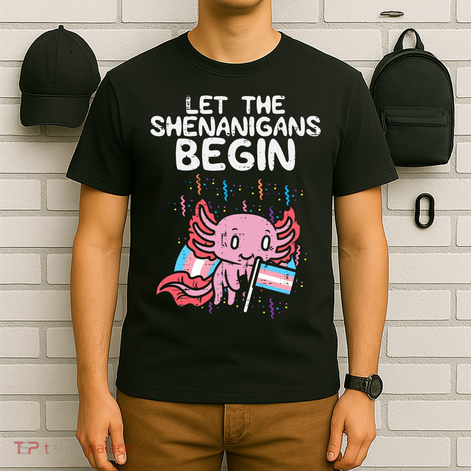 Axolotl Transgende.r Flag Shenanigans Tran.s Transsexual Pride T-Shirt