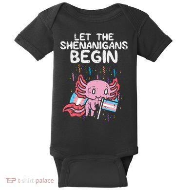 Axolotl Transgende.r Flag Shenanigans Tran.s Transsexual Pride Baby Bodysuit