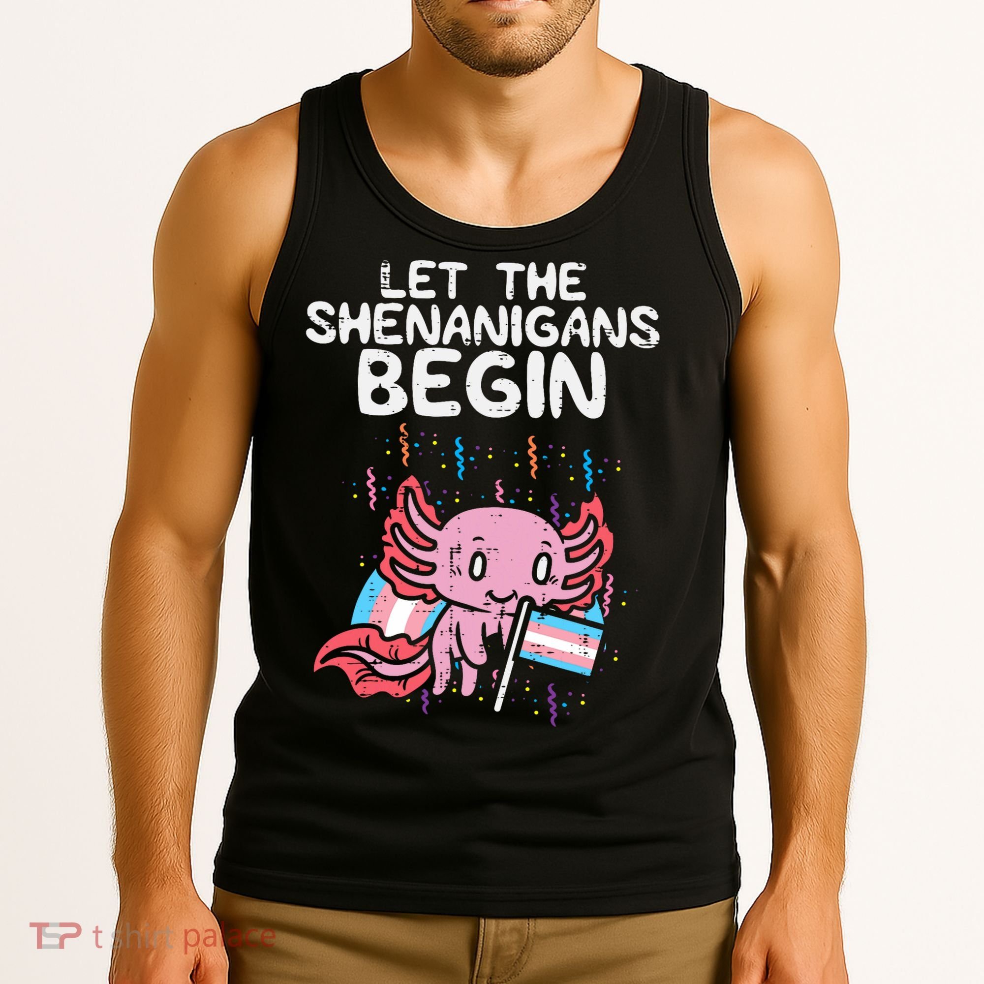 Axolotl Transgende.r Flag Shenanigans Tran.s Transsexual Pride Tank Top