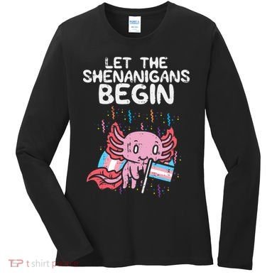 Axolotl Transgende.r Flag Shenanigans Tran.s Transsexual Pride Women's Long Sleeve Shirt