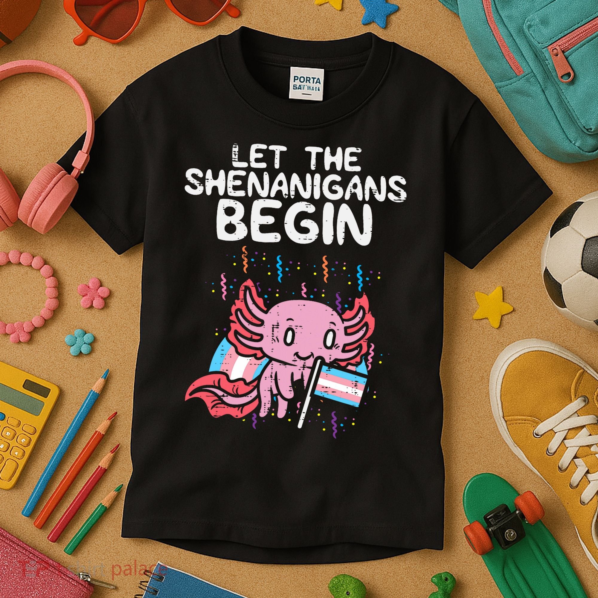 Axolotl Transgende.r Flag Shenanigans Tran.s Transsexual Pride Kids T-Shirt