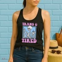 And Tired Funny Skeleton Lgbt Pride Women's Tank Top thumb 2