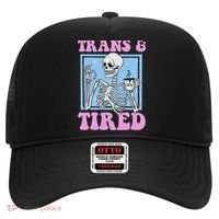 And Tired Funny Skeleton Lgbt Pride Hat thumb 0