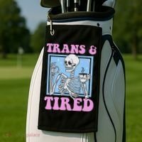 And Tired Funny Skeleton Lgbt Pride Golf Towel thumb 2