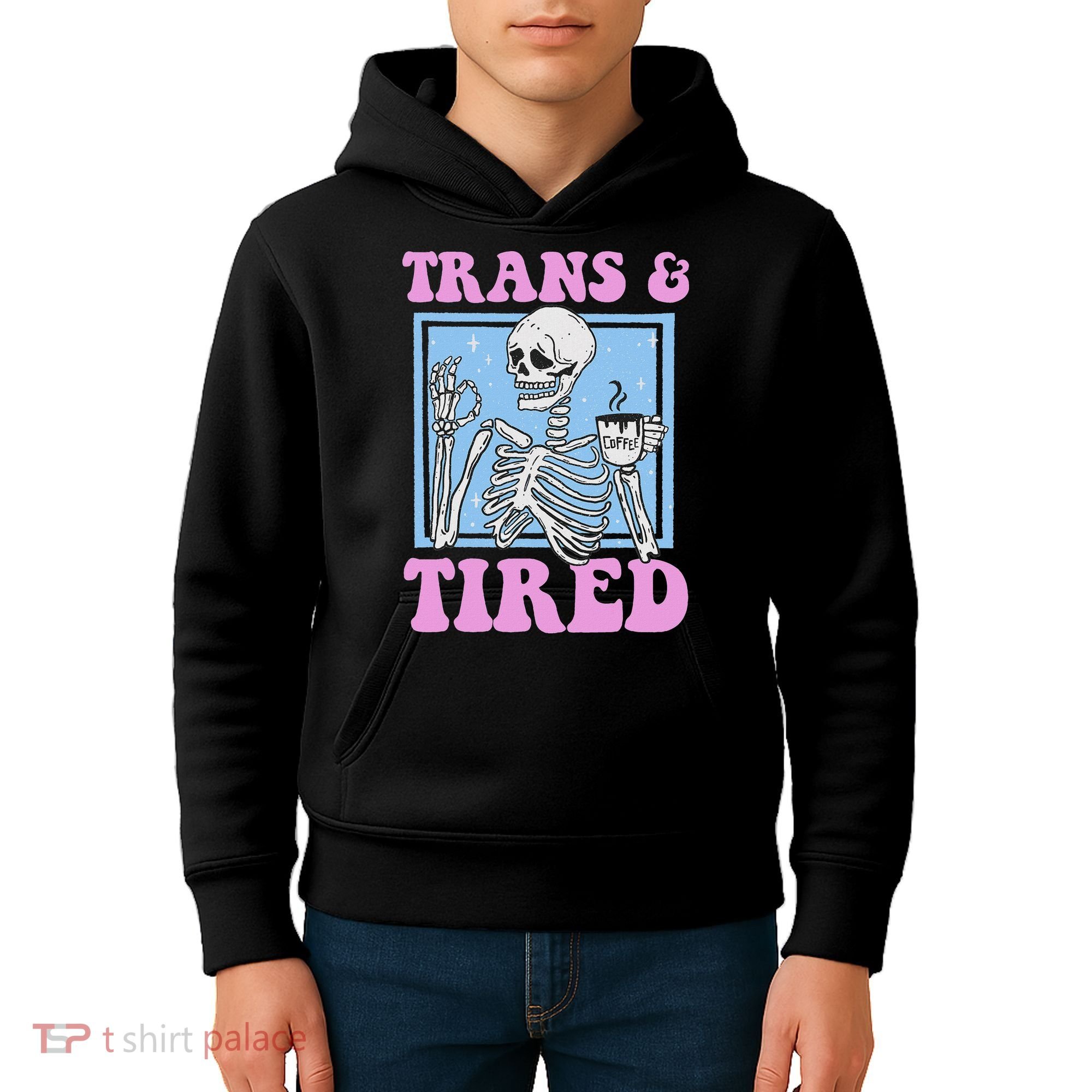 And Tired Funny Skeleton Lgbt Pride Kids Hoodie