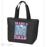 And Tired Funny Skeleton Lgbt Pride Tote Bag thumb 3