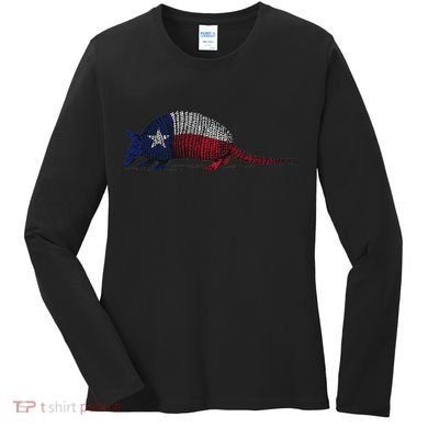 Armadillo Texas Flag Women's Long Sleeve Shirt