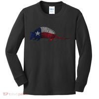 Armadillo Texas Flag Kids Long Sleeve Shirt thumb 0