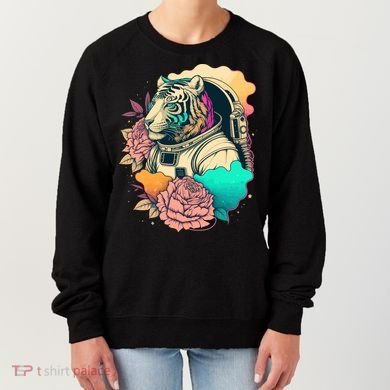 Astronaut Tiger Flowery Design Women's Sweatshirt