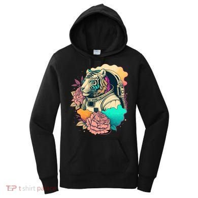 Astronaut Tiger Flowery Design Women's Hoodie