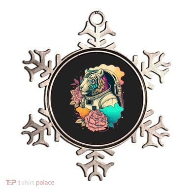 Astronaut Tiger Flowery Design Ornament