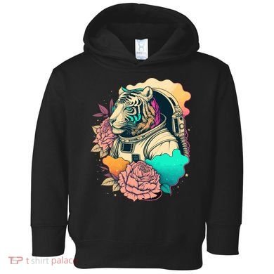 Astronaut Tiger Flowery Design Toddler Hoodie