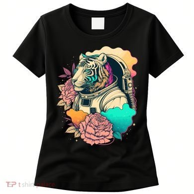 Astronaut Tiger Flowery Design Women's T-Shirt