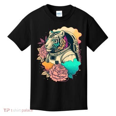Astronaut Tiger Flowery Design Kids T-Shirt