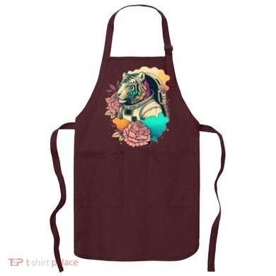 Astronaut Tiger Flowery Design Apron