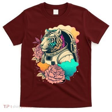 Astronaut Tiger Flowery Design T-Shirt