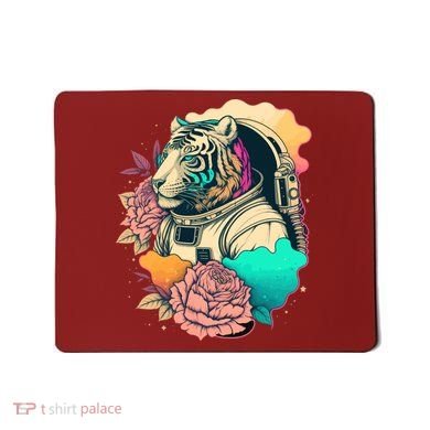 Astronaut Tiger Flowery Design Mousepad
