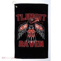 Alaska Tlingit For Native Raven Totem Golf Towel thumb 0