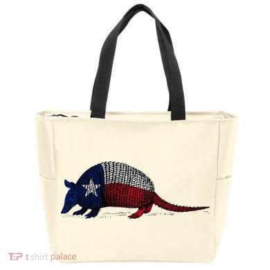 Armadillo Texas Flag Tote Bag