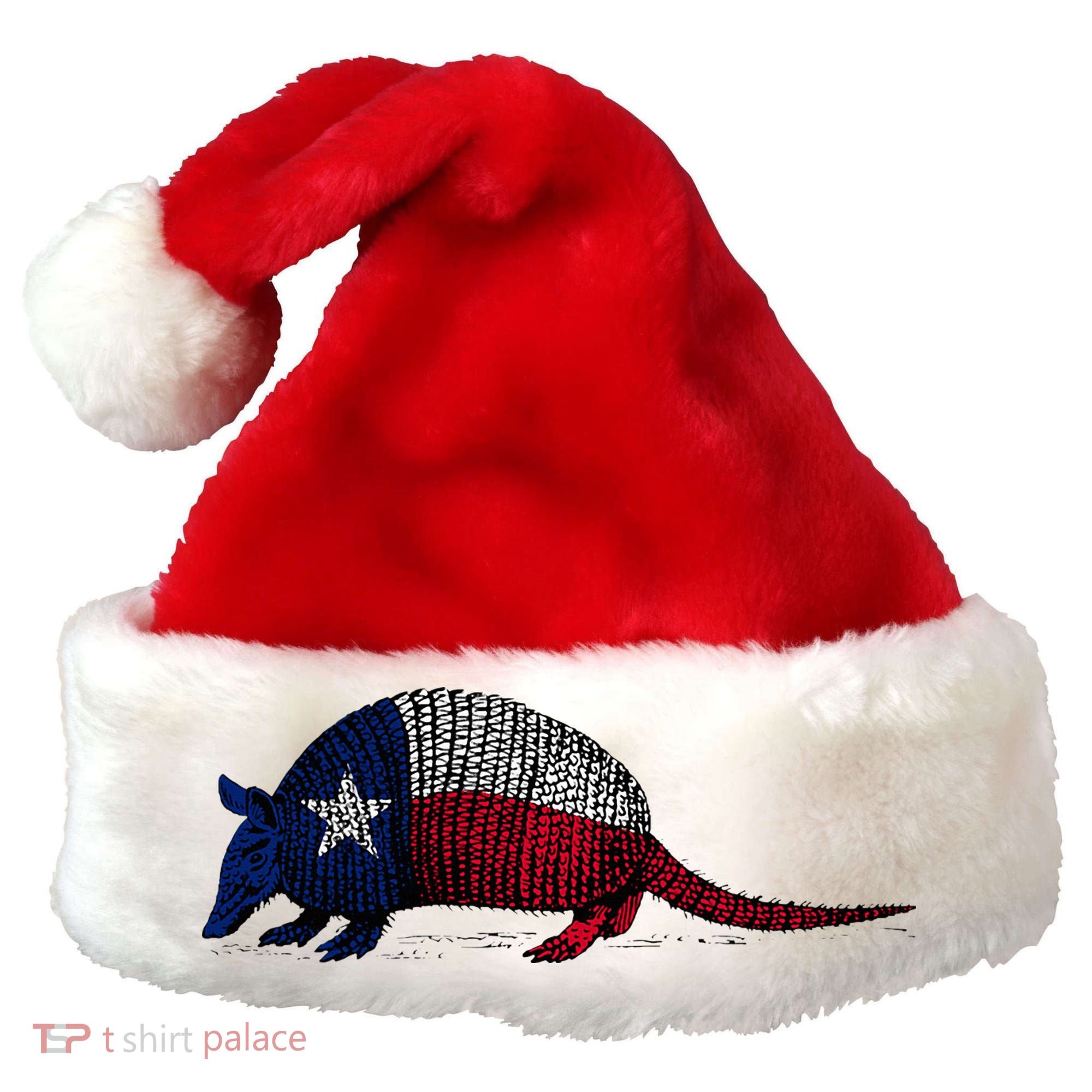 Armadillo Texas Flag Santa Hat