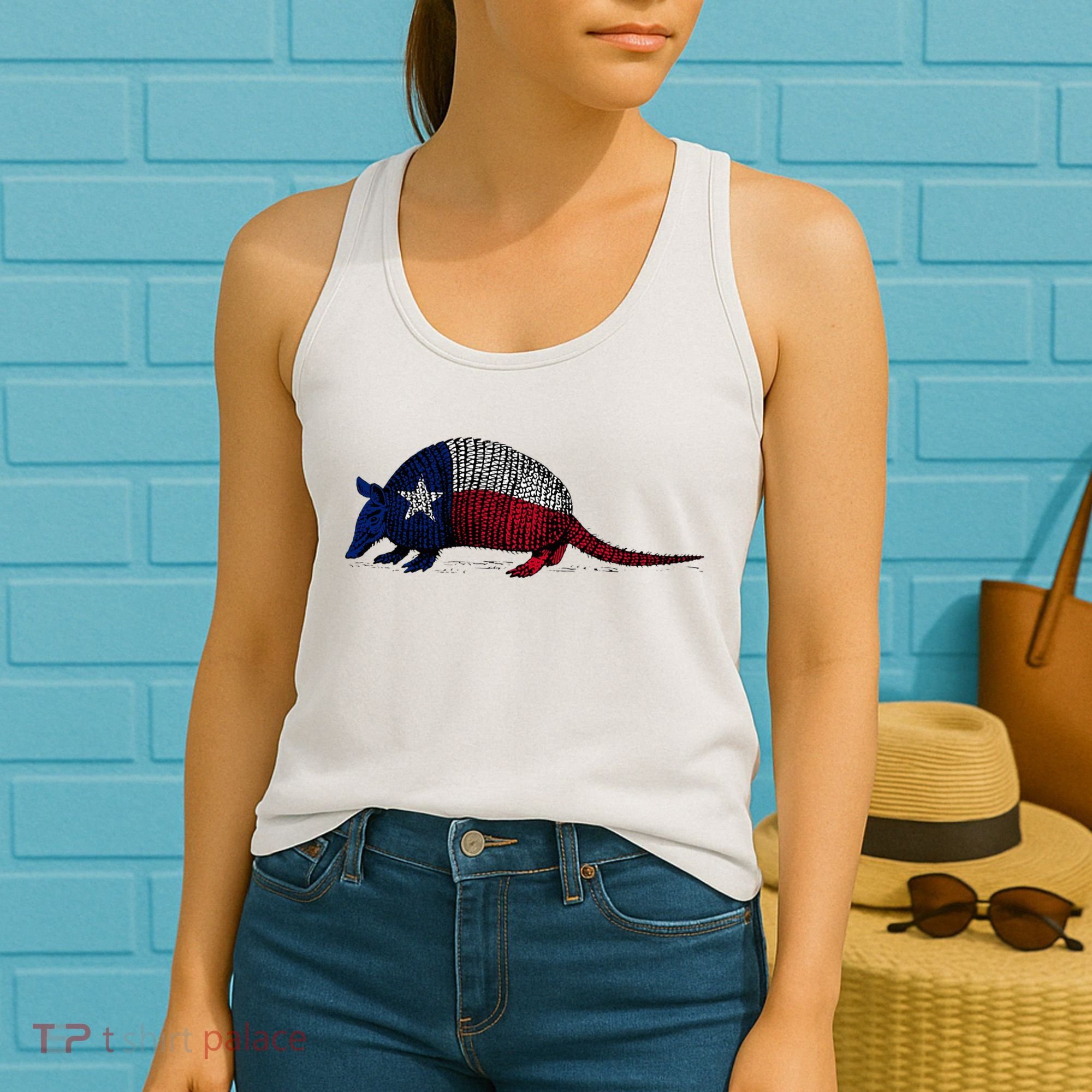 Armadillo Texas Flag Women's Tank Top