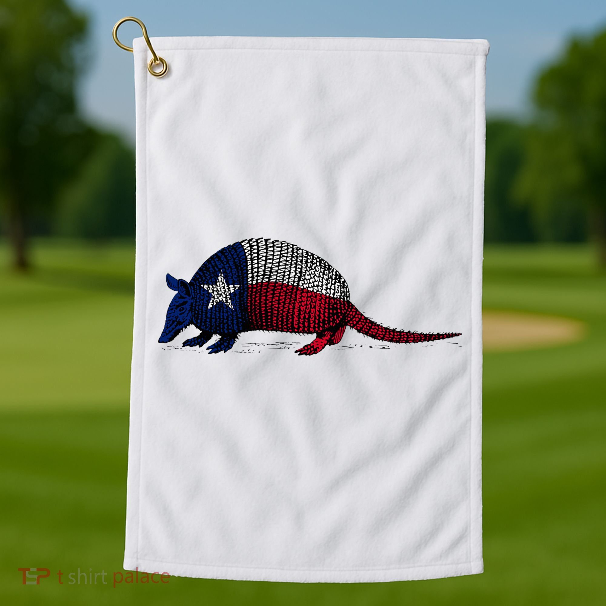 Armadillo Texas Flag Golf Towel
