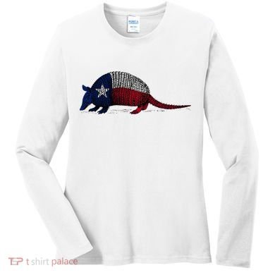 Armadillo Texas Flag Women's Long Sleeve Shirt