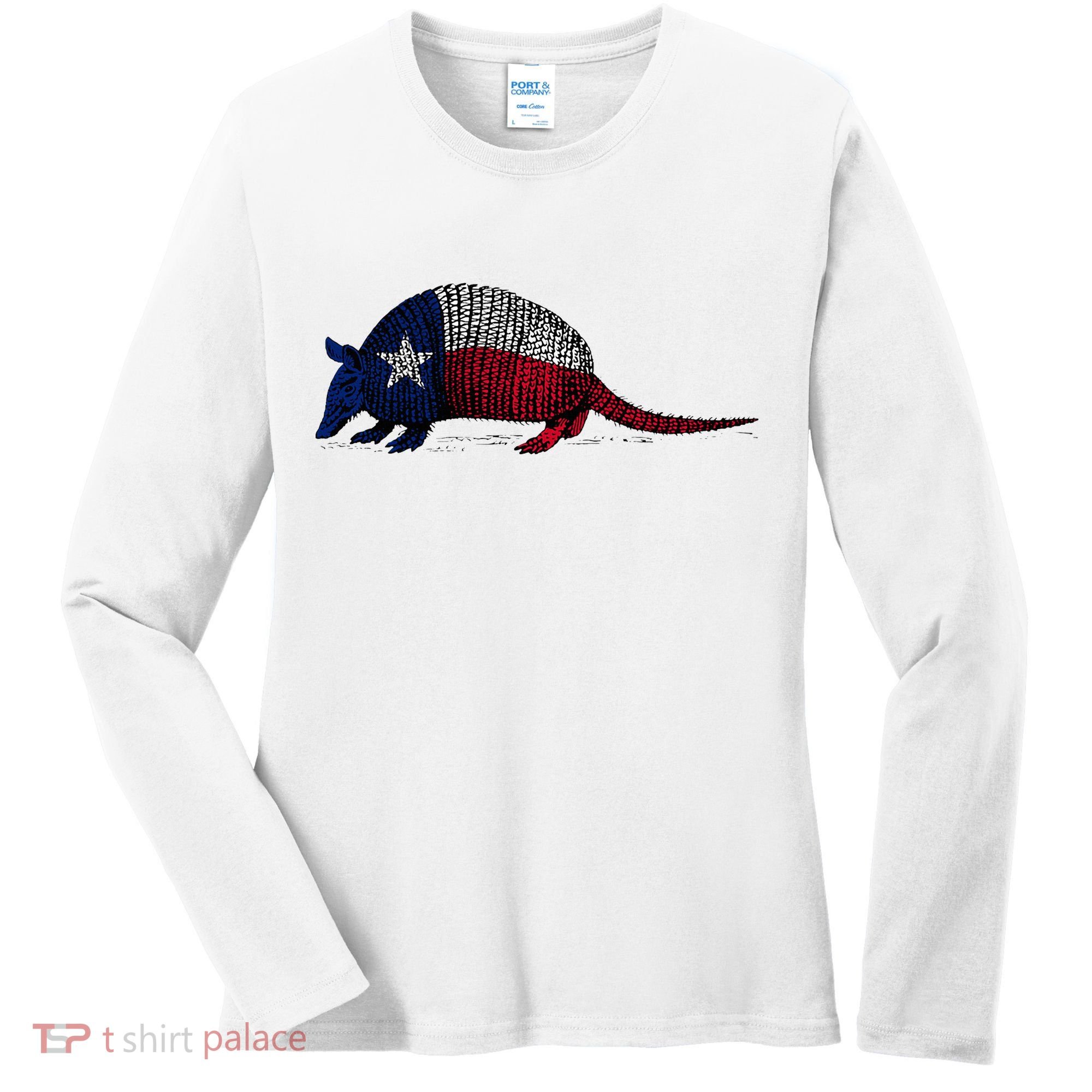 Armadillo Texas Flag Women's Long Sleeve Shirt