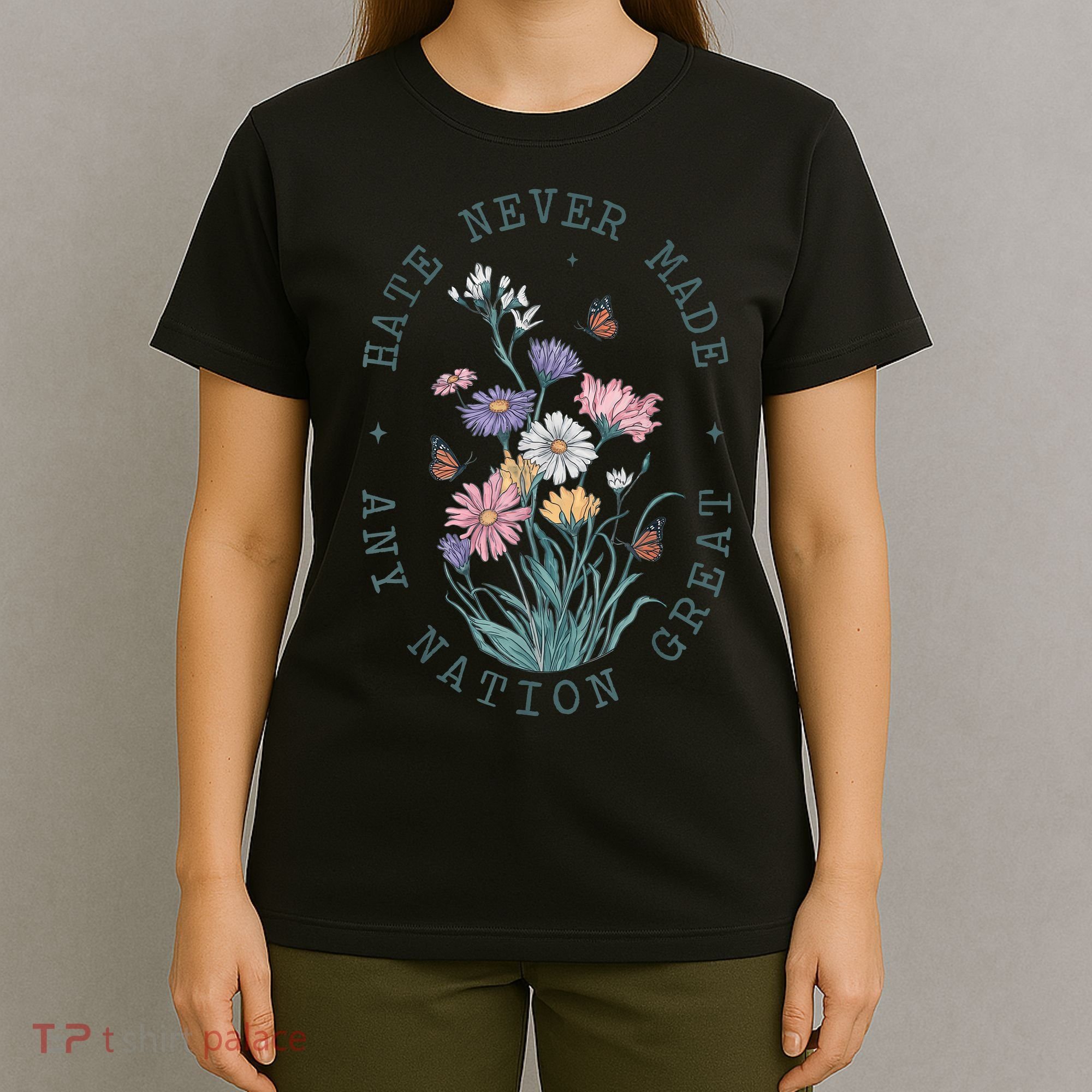 Anti Trump Floral Butterflies Democrat President Liberal T-Shirt