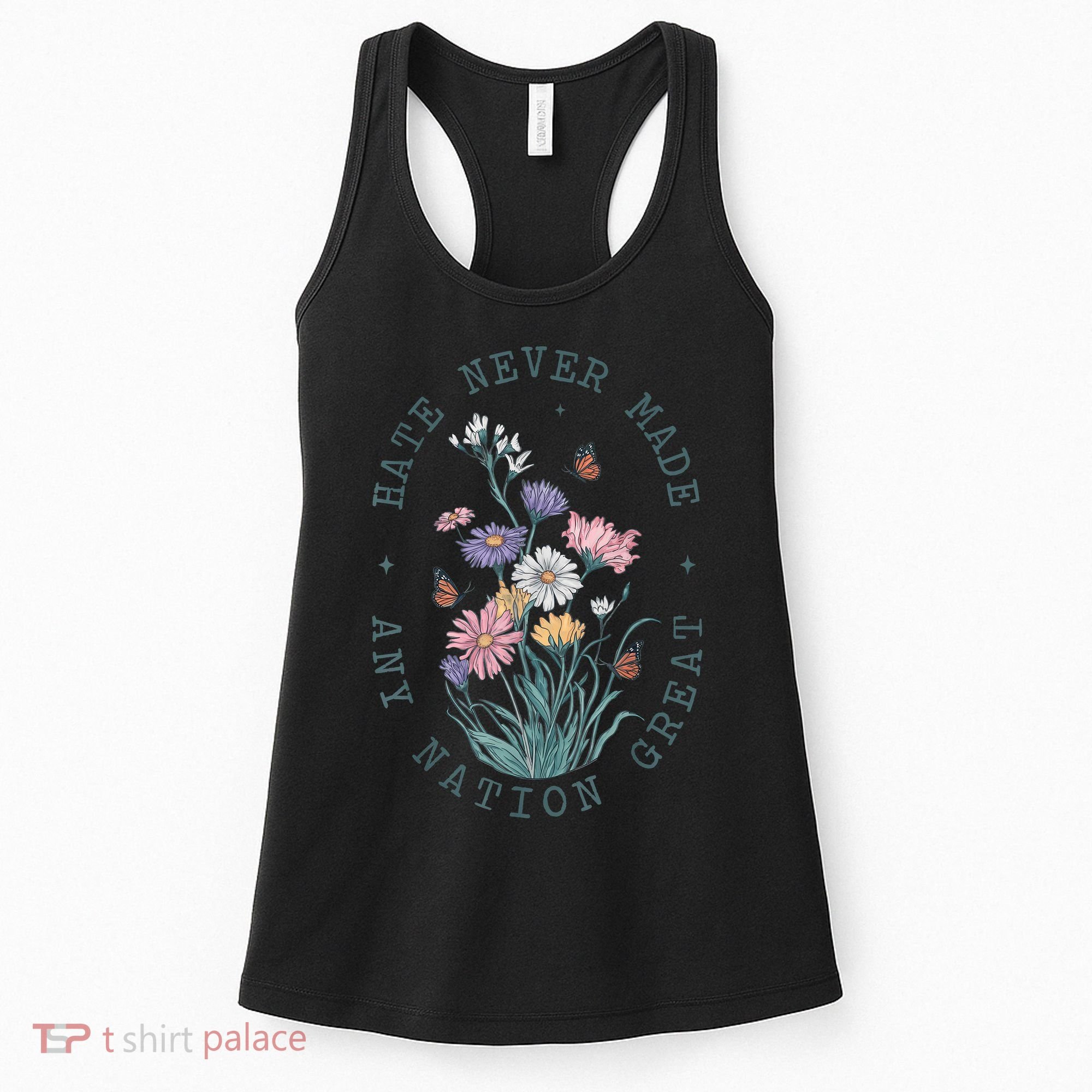 Anti Trump Floral Butterflies Democrat President Liberal Women's Tank Top