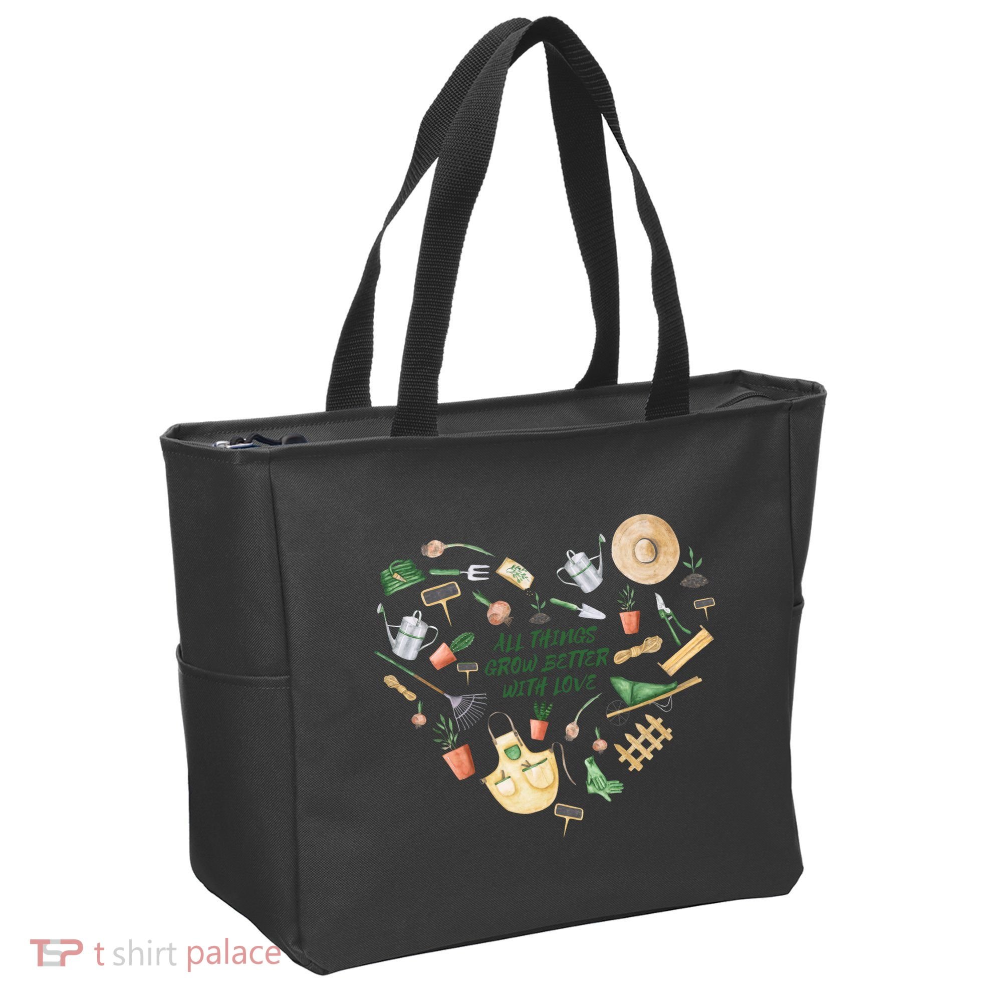 All Things Grow Better With Love Love Gardening Heart Tote Bag