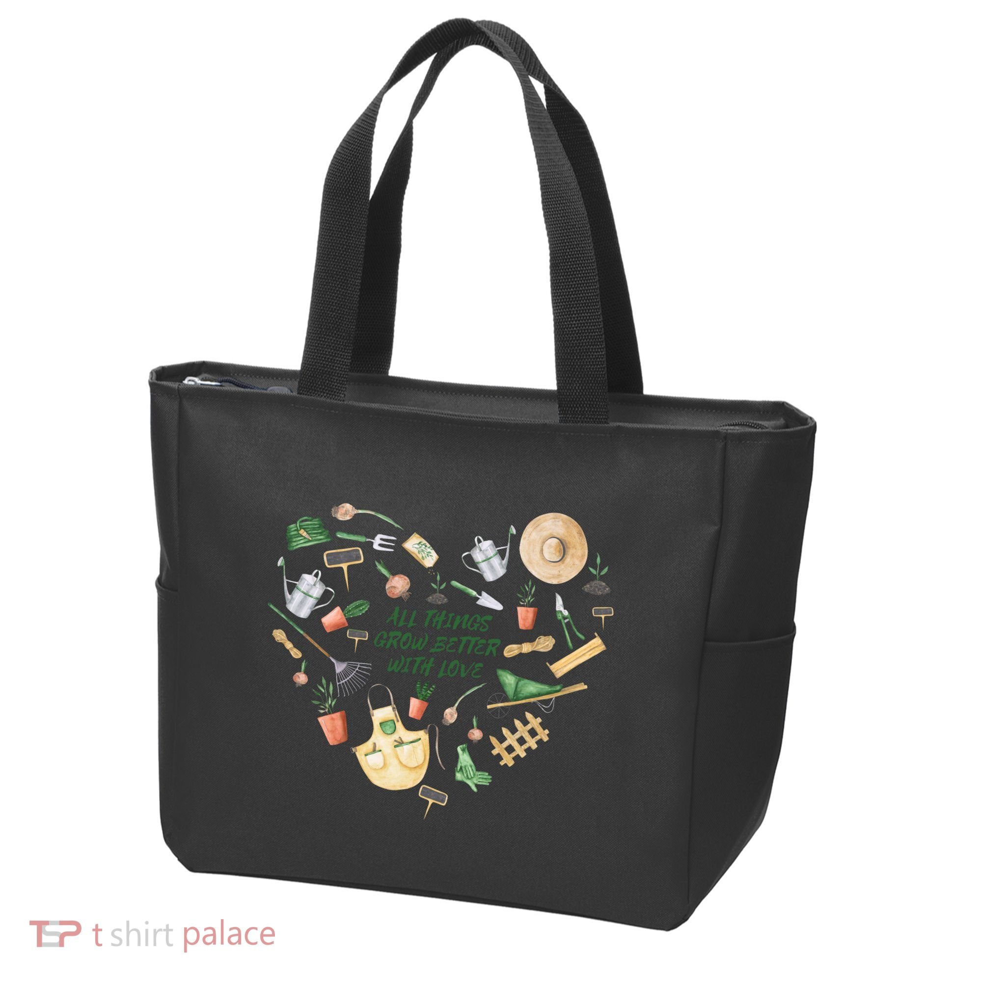 All Things Grow Better With Love Love Gardening Heart Tote Bag