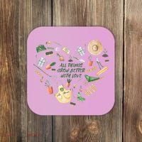 All Things Grow Better With Love Love Gardening Heart Coaster thumb 0