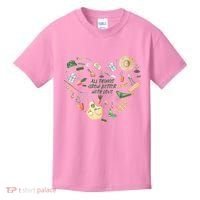 All Things Grow Better With Love Love Gardening Heart Kids T-Shirt thumb 0