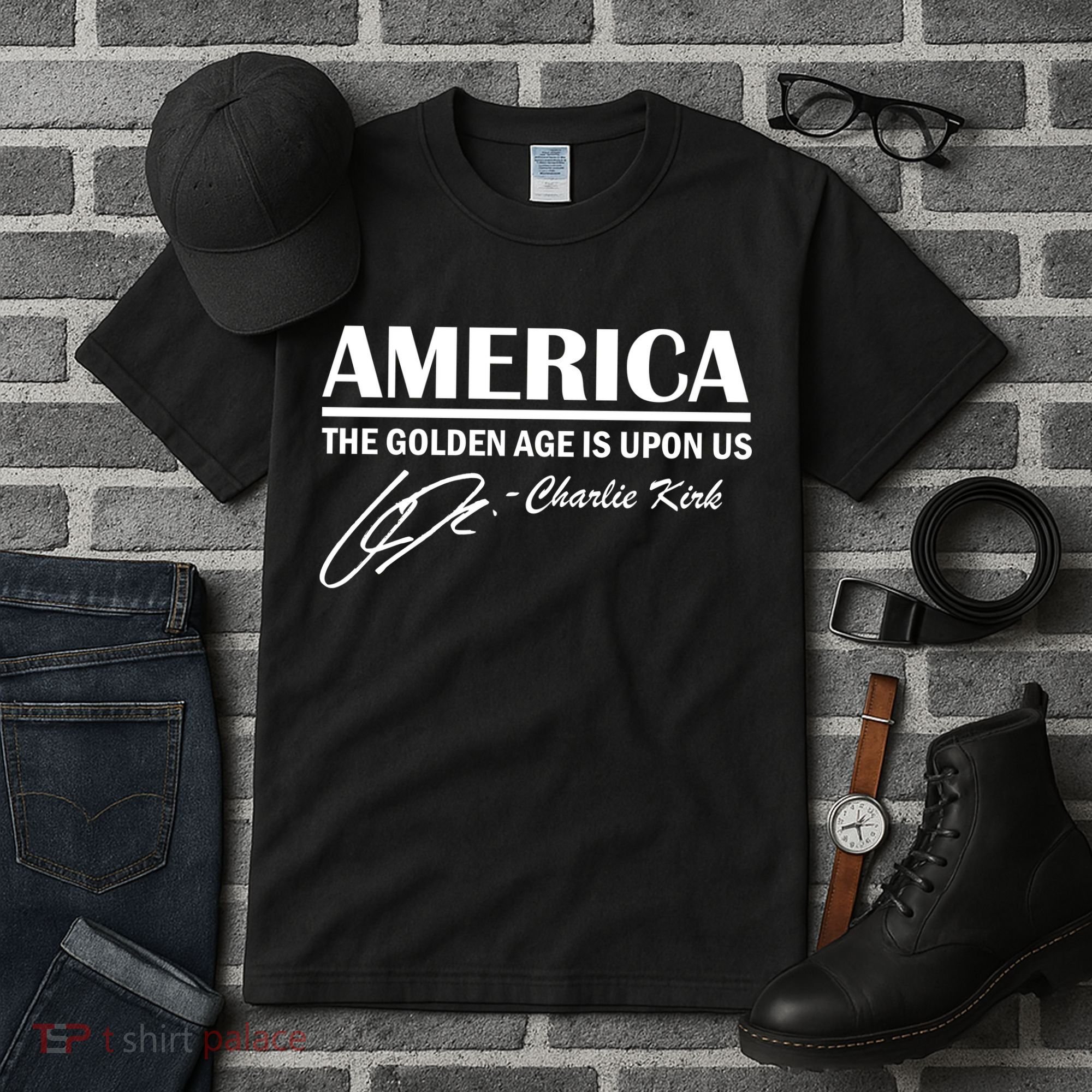America The Golden Age Is Upon Us Charlie Kirk Tall T-Shirt