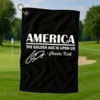 America The Golden Age Is Upon Us Charlie Kirk Golf Towel thumb 1