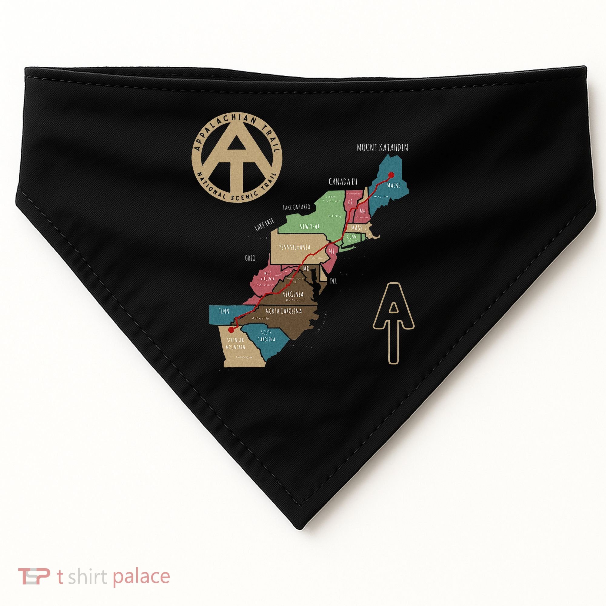 Appalachian Trail Hiking Map USA-Made Doggie Bandana
